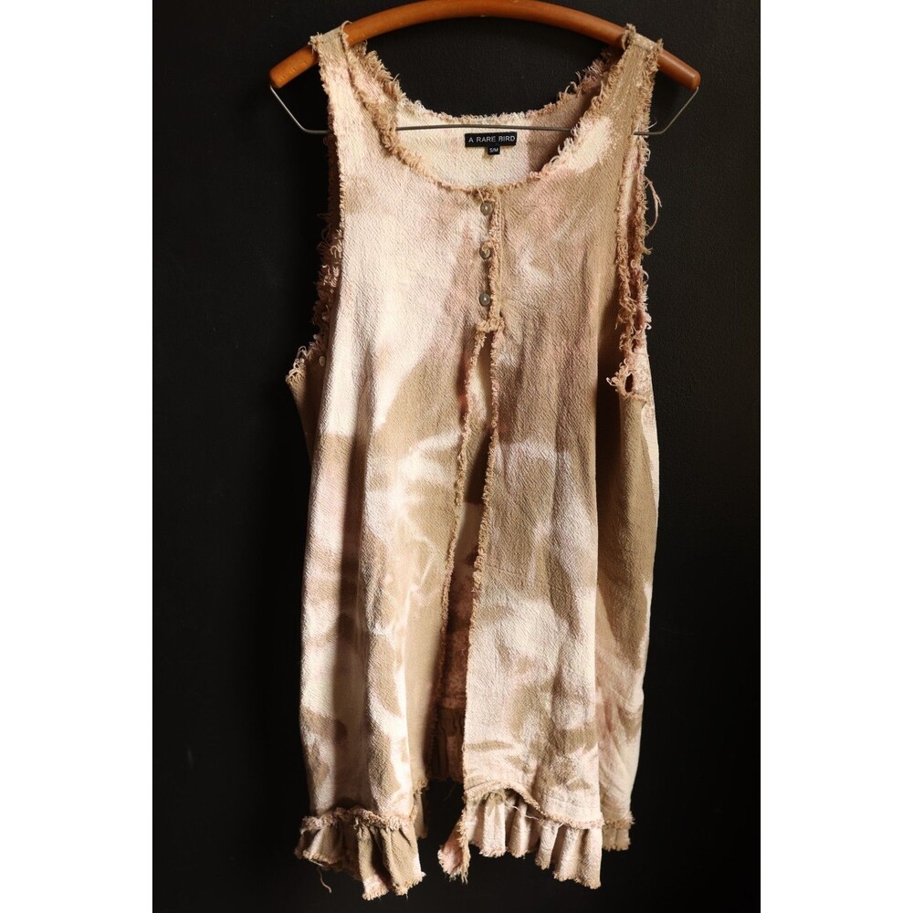 A Rare Bird Marbled Western Boho Lagenlook Artsy Duster Vest Tunic Distressed